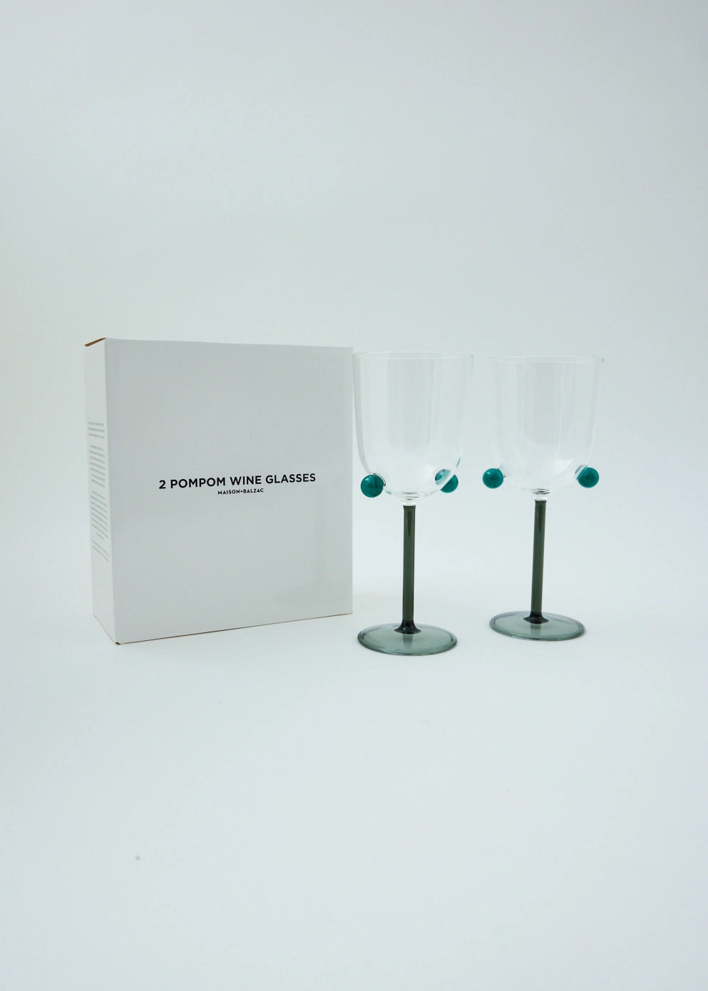 2 Pompom Wine Glasses