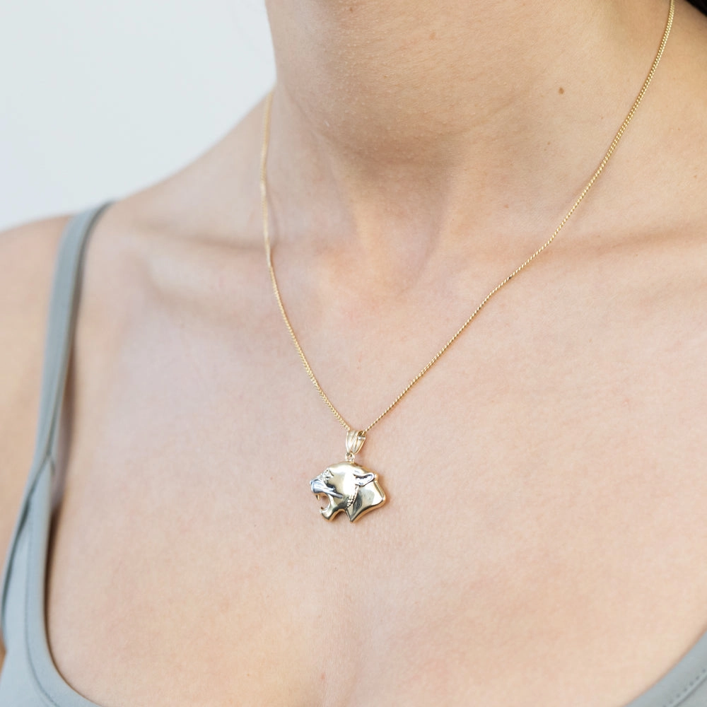9ct Yellow And White Gold Double Sided Tiger Pendant