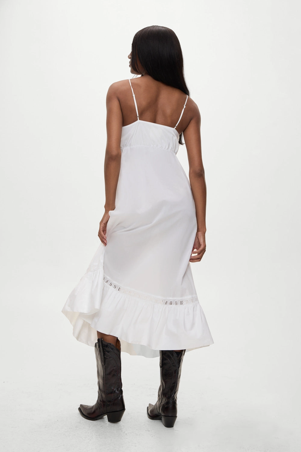Airy Poplin Midi Dress  - White
