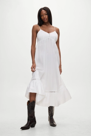 Airy Poplin Midi Dress  - White