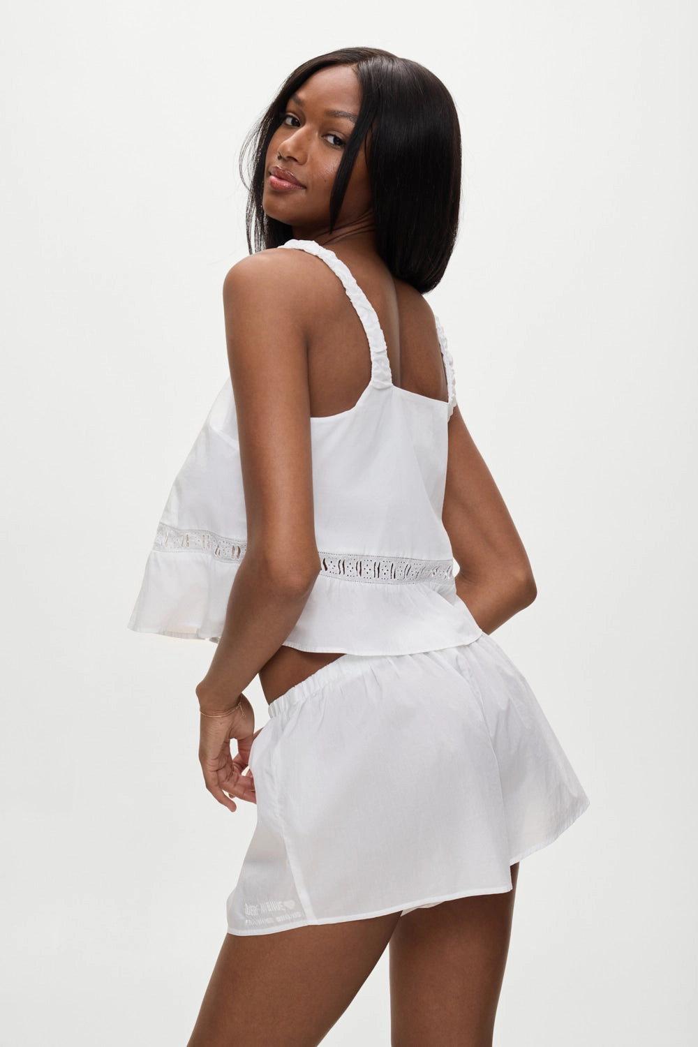 Airy Poplin Mini Shorts  - White