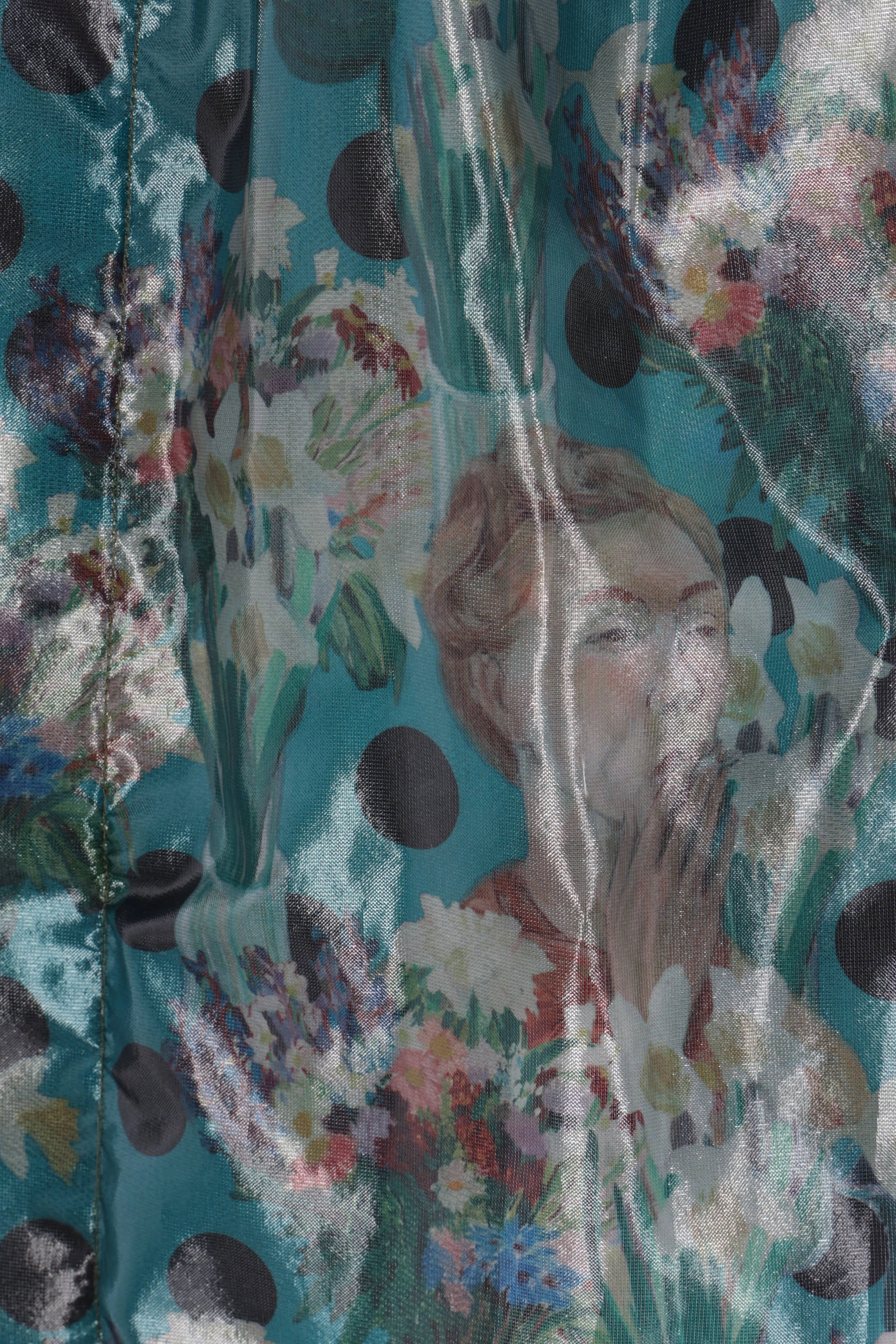 asymmetric skirt in printed nylon and tulle