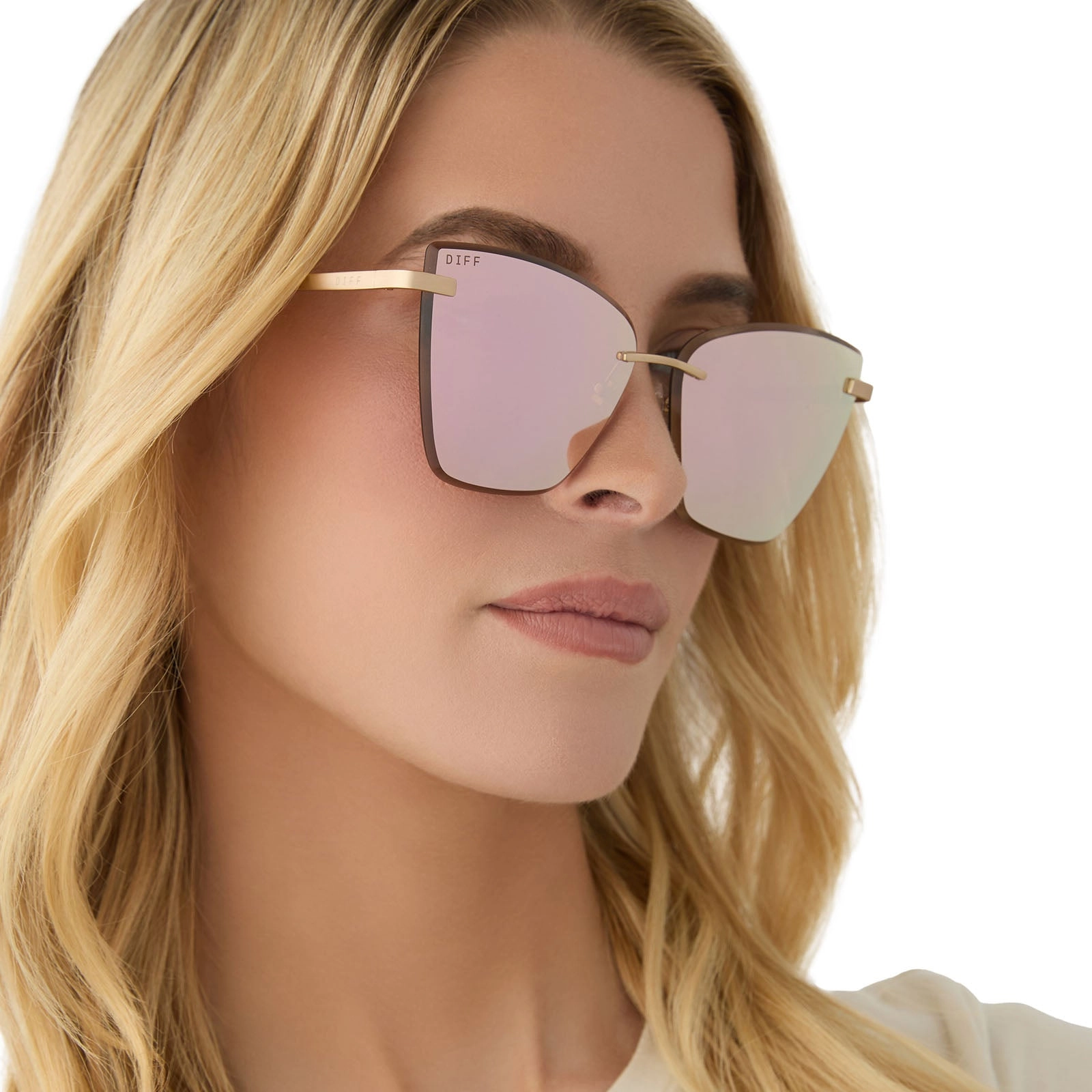 BECKY V - BRUSHED GOLD   CHERRY BLOSSOM MIRROR SUNGLASSES
