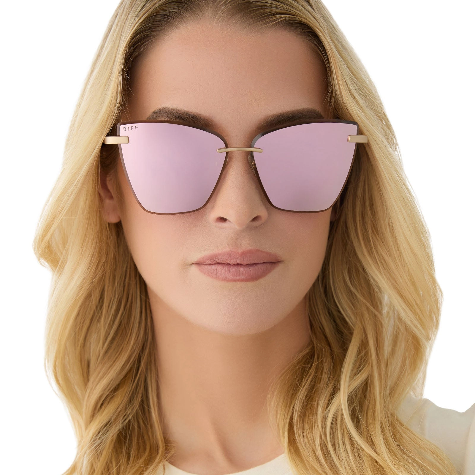 BECKY V - BRUSHED GOLD   CHERRY BLOSSOM MIRROR SUNGLASSES