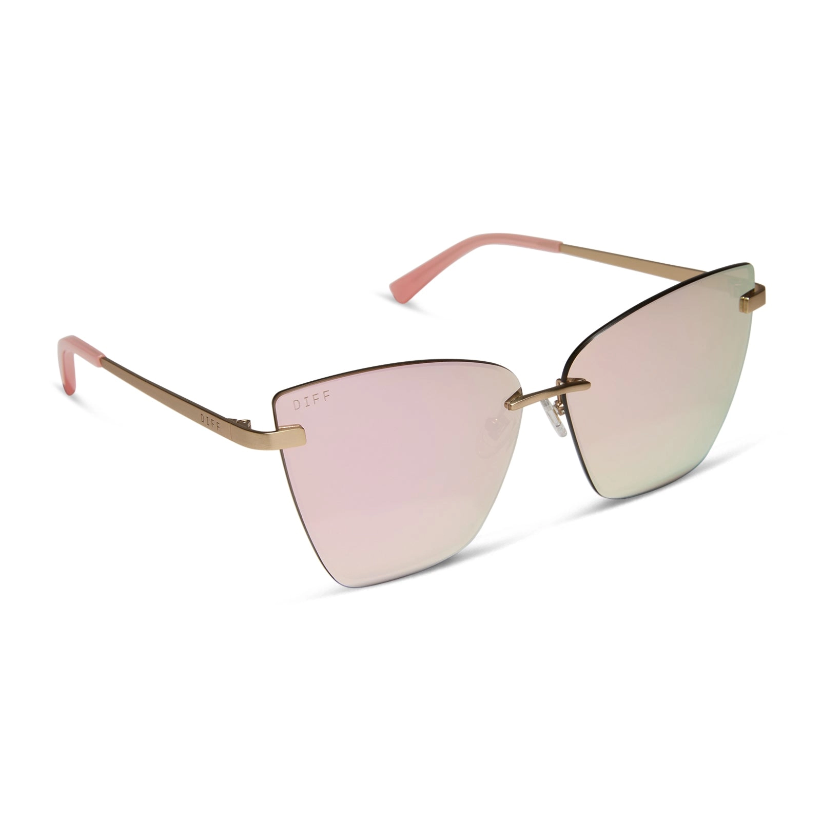 BECKY V - BRUSHED GOLD   CHERRY BLOSSOM MIRROR SUNGLASSES