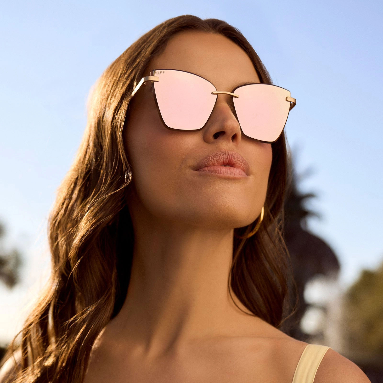 BECKY V - BRUSHED GOLD   CHERRY BLOSSOM MIRROR SUNGLASSES