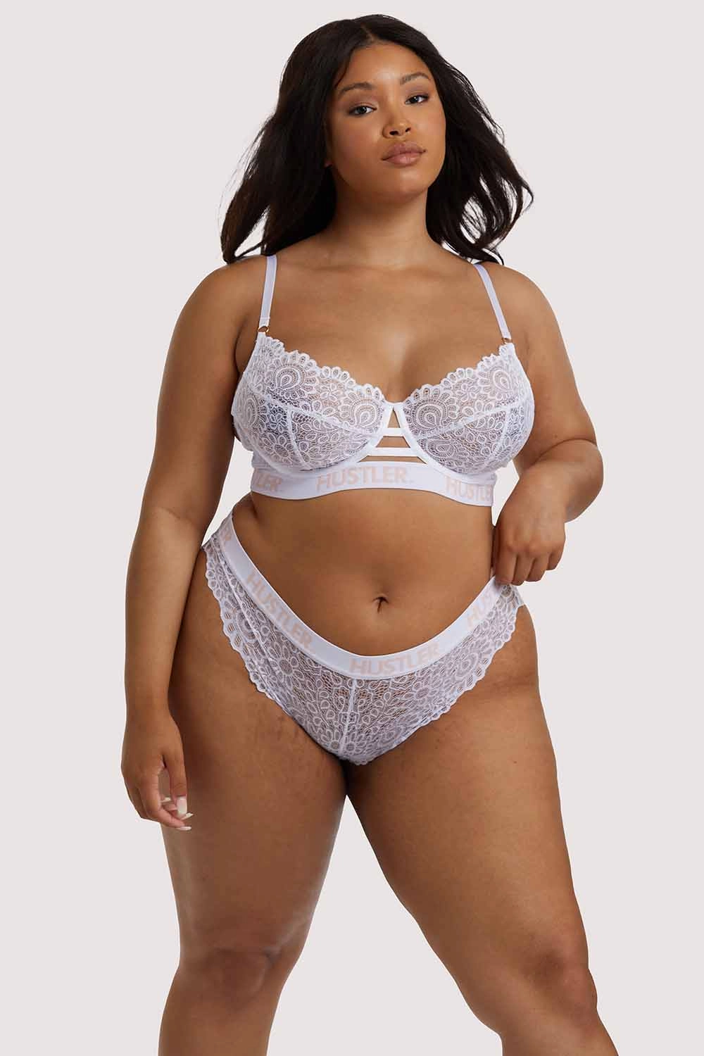 Branded Lace Brief White