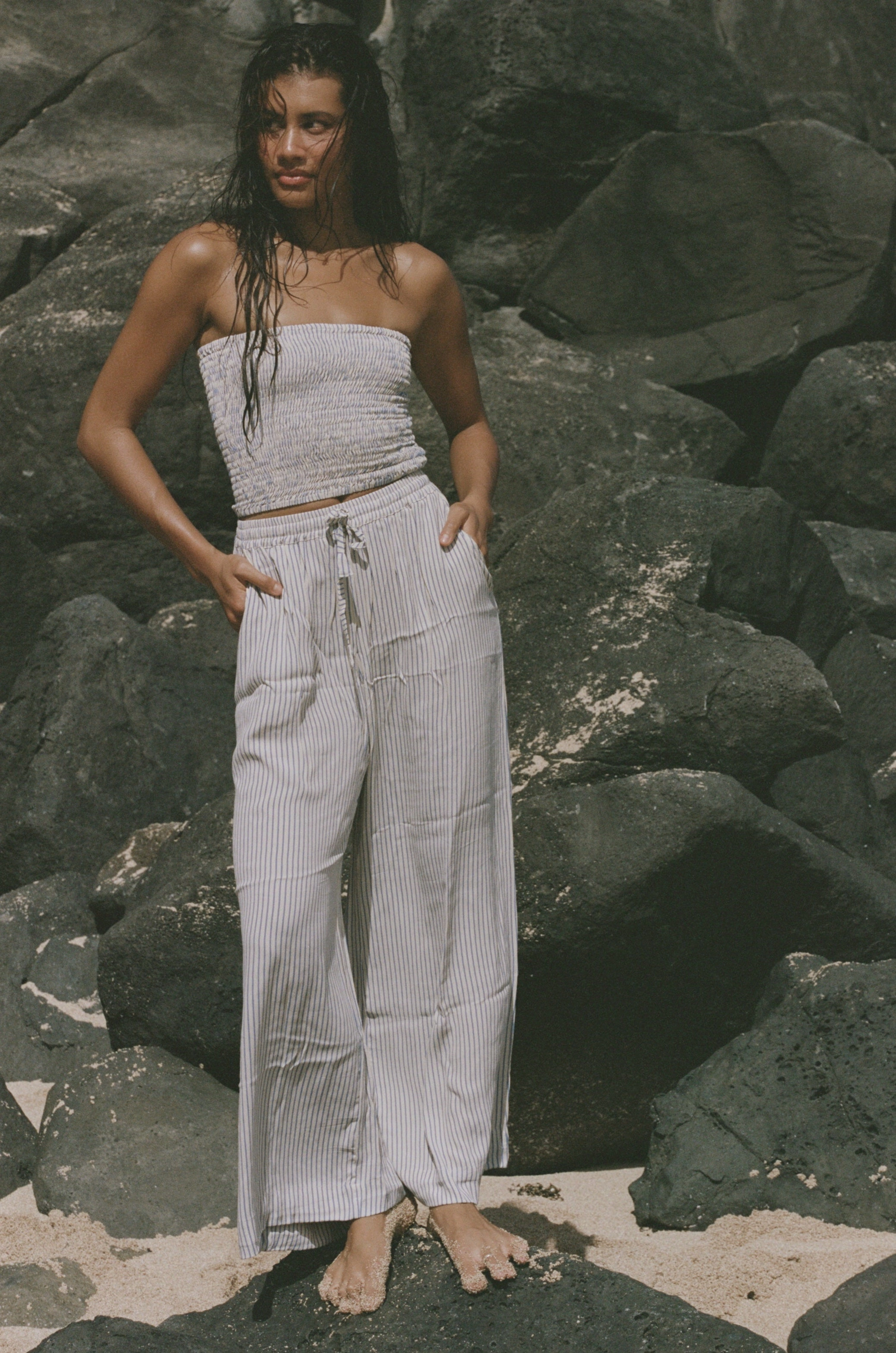 Bruna Pant - Periwinkle Stripe