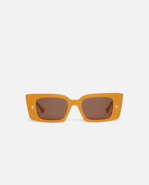 Carmel - Bio-Plastic Rectangle-Frame Sunglasses - Burnt Orange