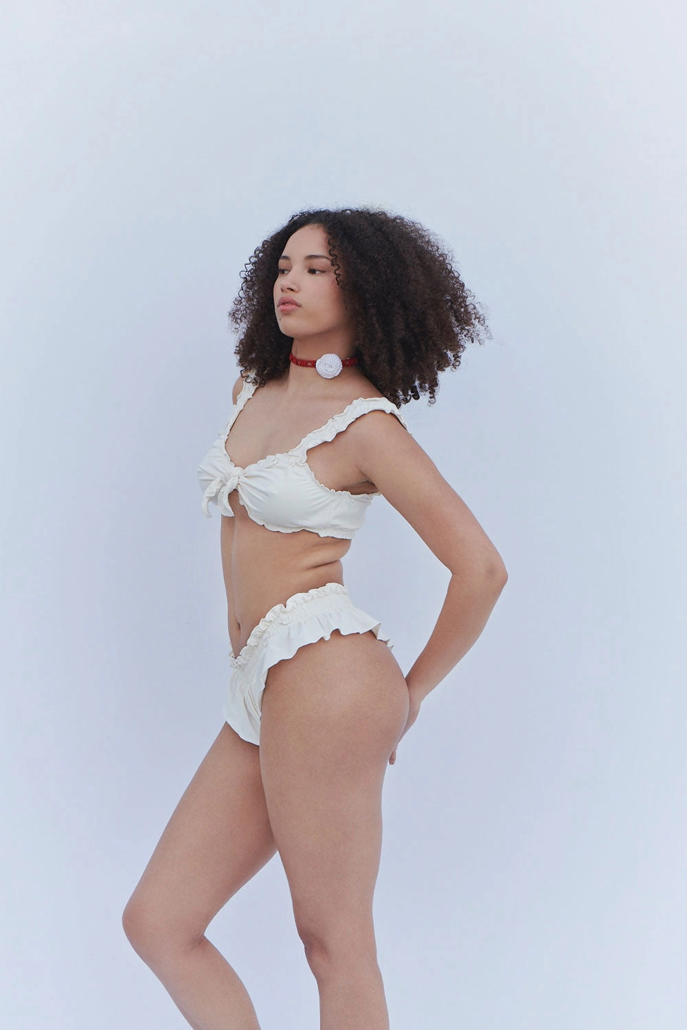 Colby Tie Front Ruffle Bikini Top - Sunrose