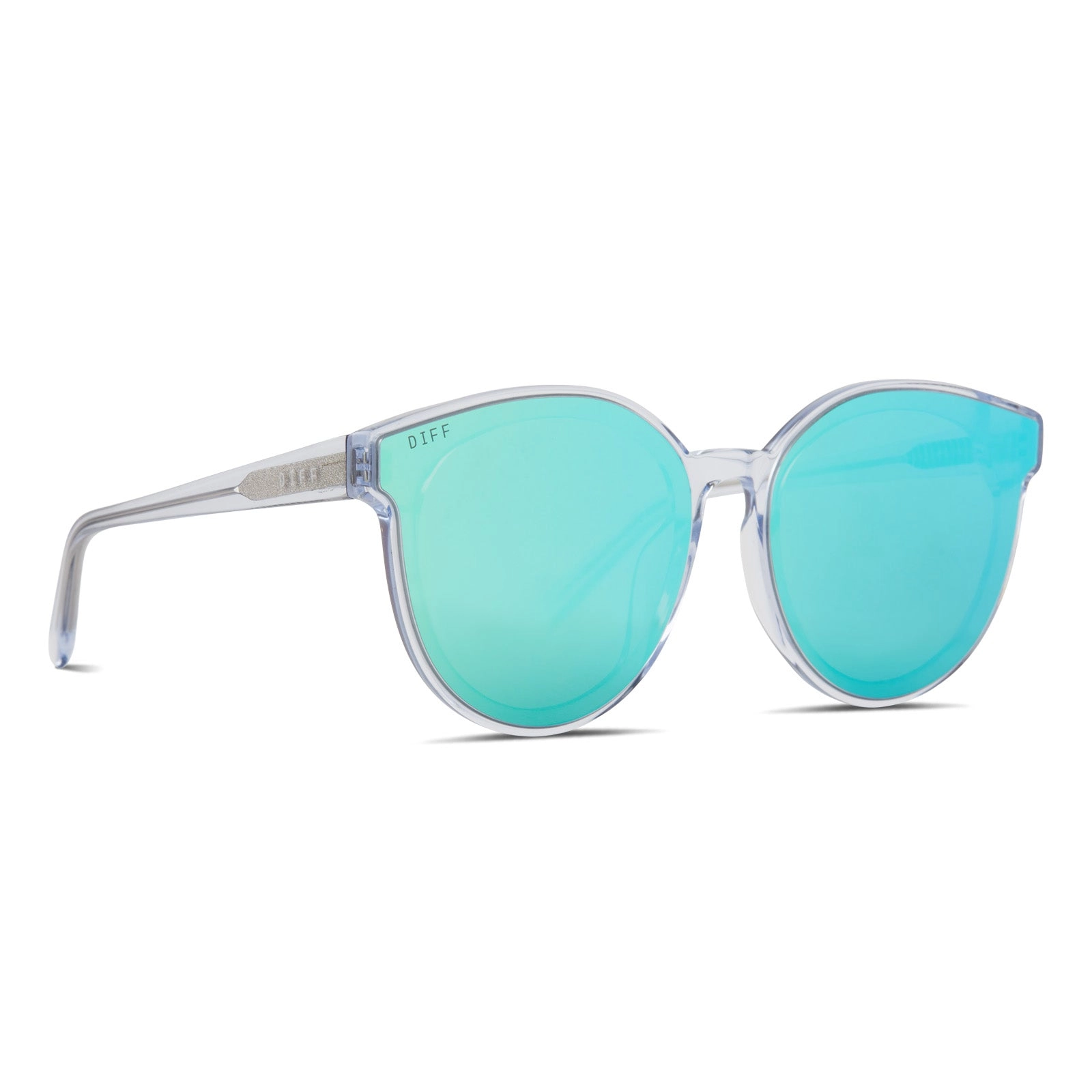 GEMMA - CLEAR CRYSTAL   TEAL MIRROR SUNGLASSES
