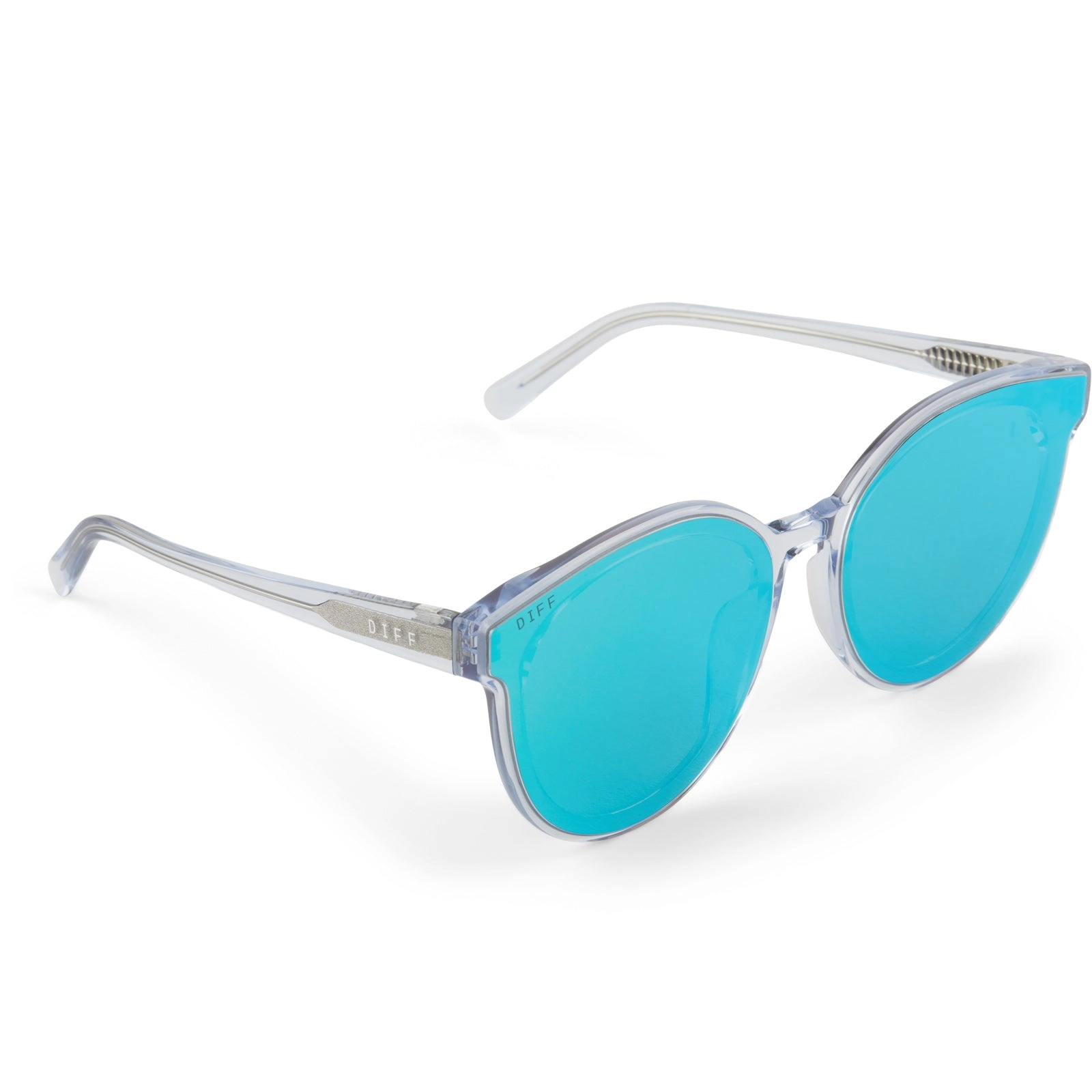 GEMMA - CLEAR CRYSTAL   TEAL MIRROR SUNGLASSES