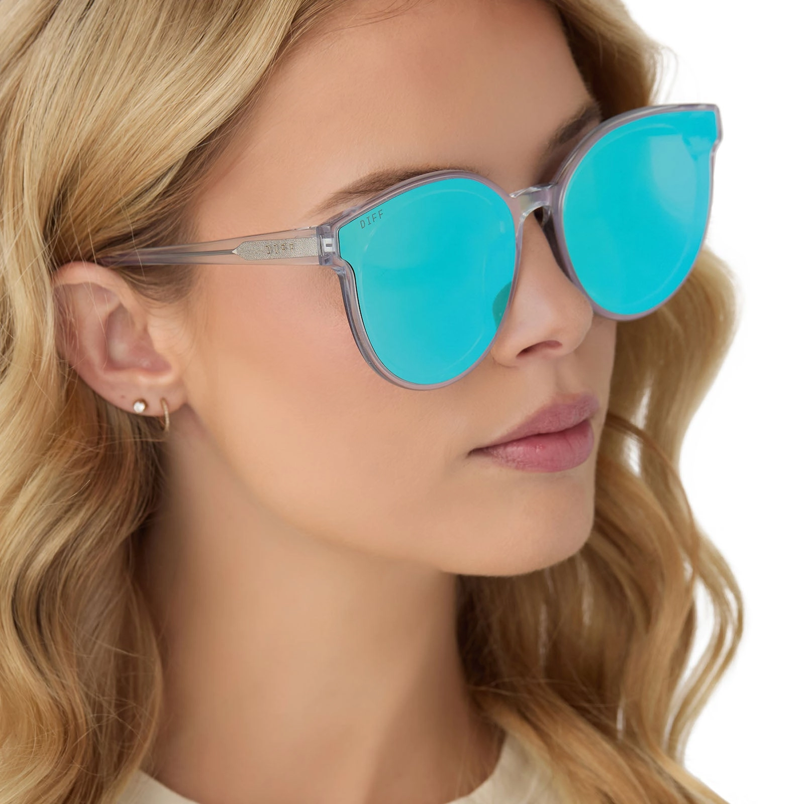 GEMMA - OPALESCENT TURQUOISE   TURQUOISE ICE MIRROR SUNGLASSES