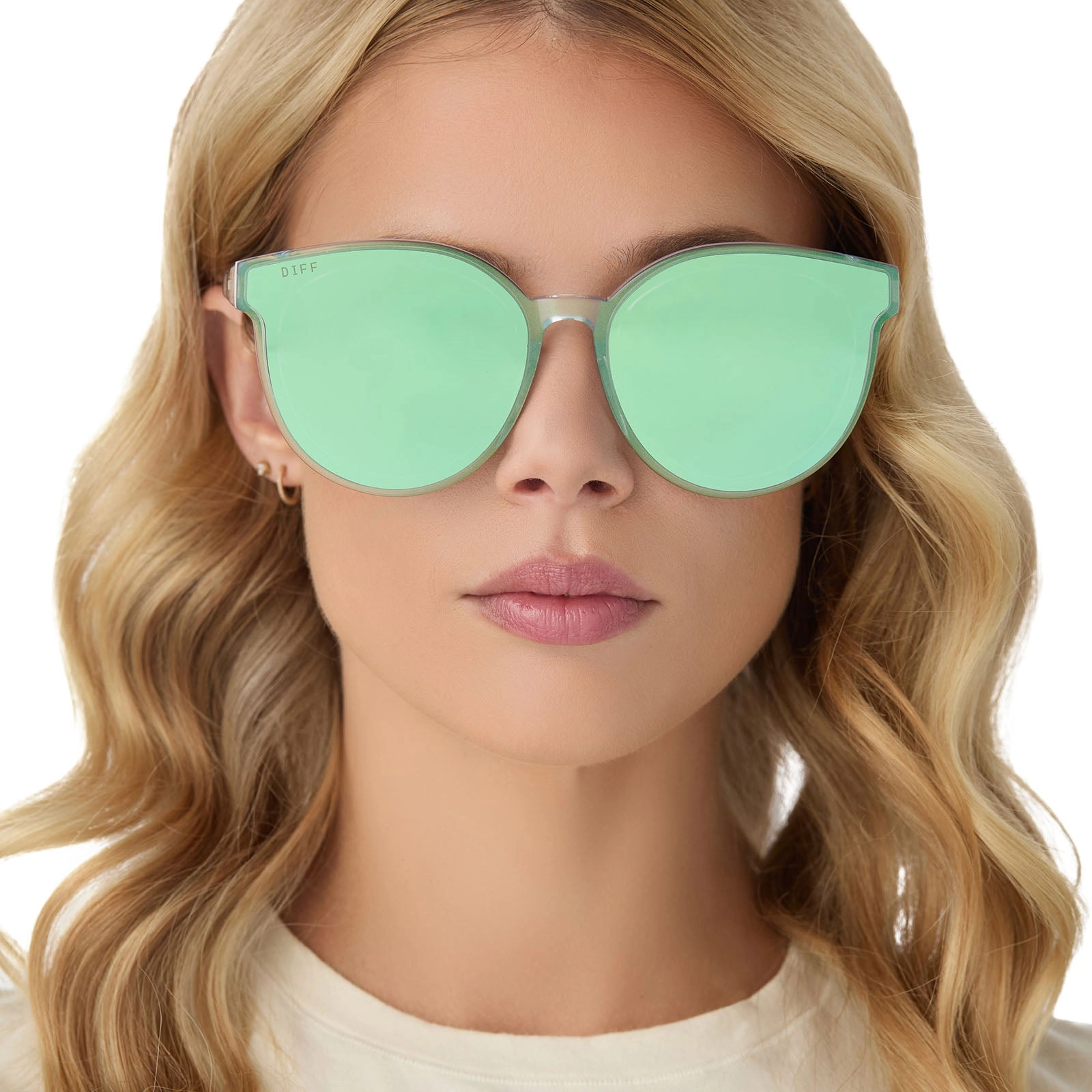 GEMMA - OPALESCENT TURQUOISE   TURQUOISE ICE MIRROR SUNGLASSES