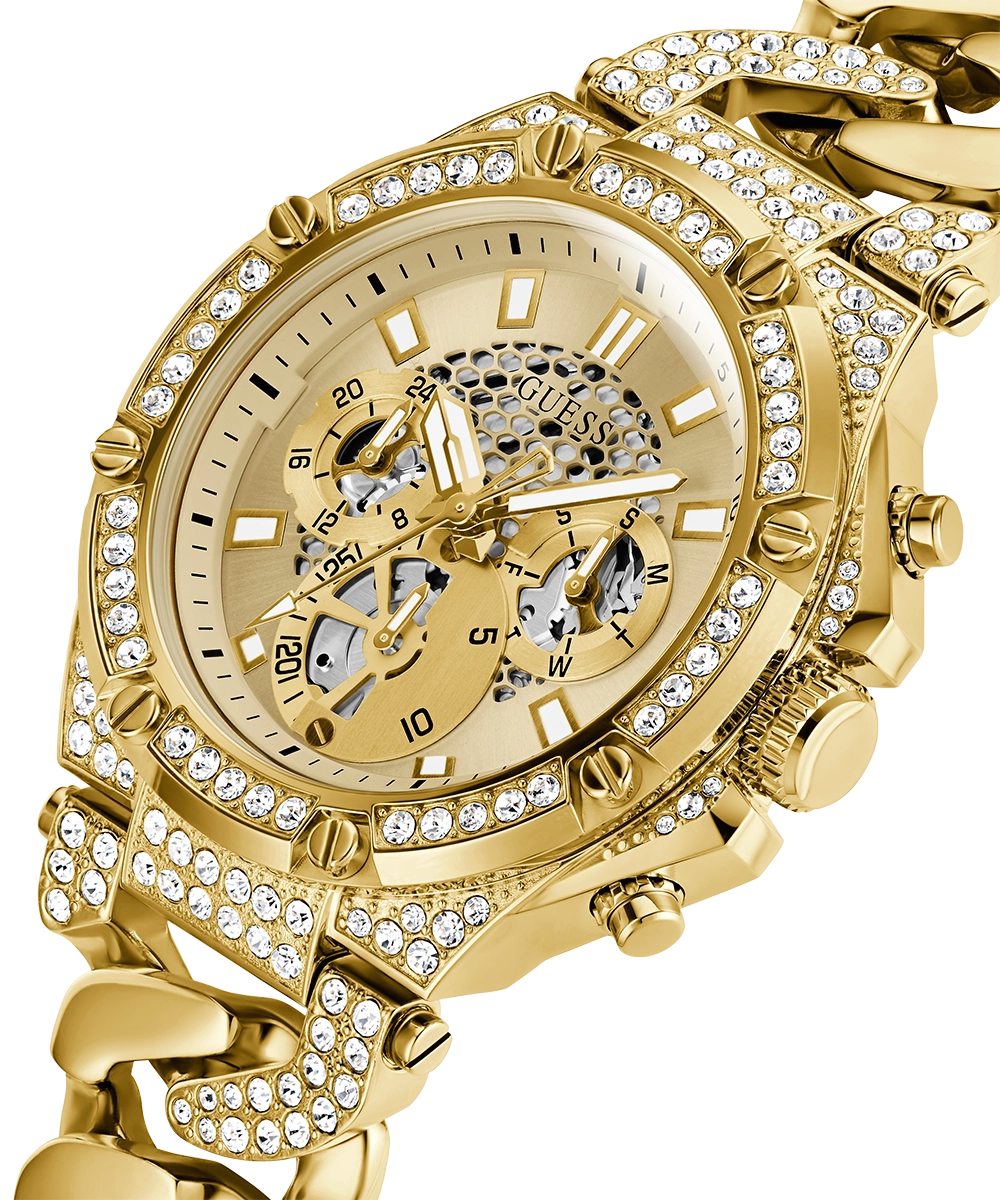 GUESS Mens Gold Tone Multi-function Watch