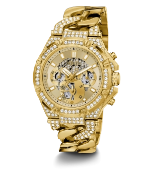 GUESS Mens Gold Tone Multi-function Watch