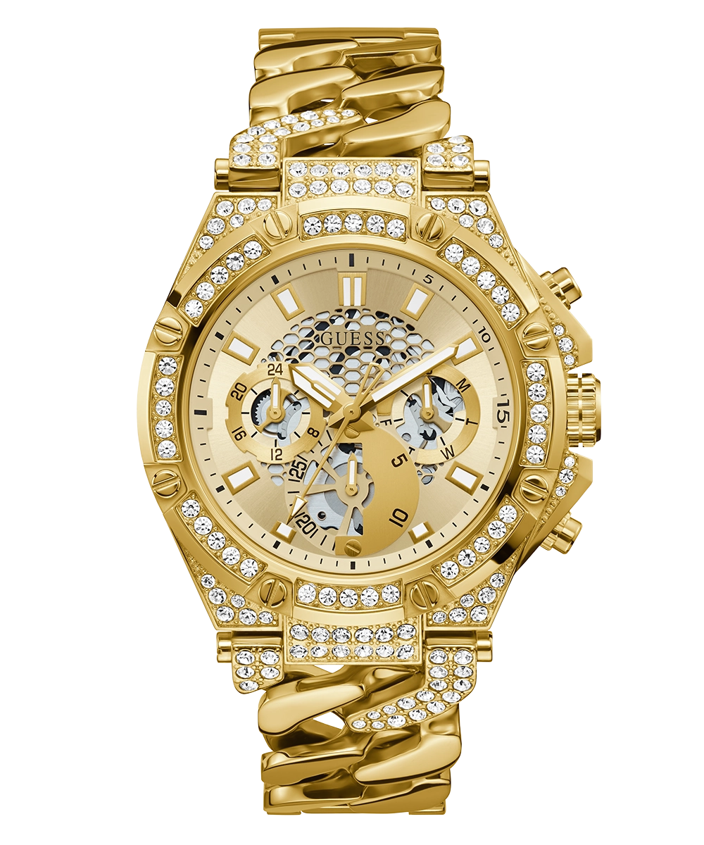 GUESS Mens Gold Tone Multi-function Watch