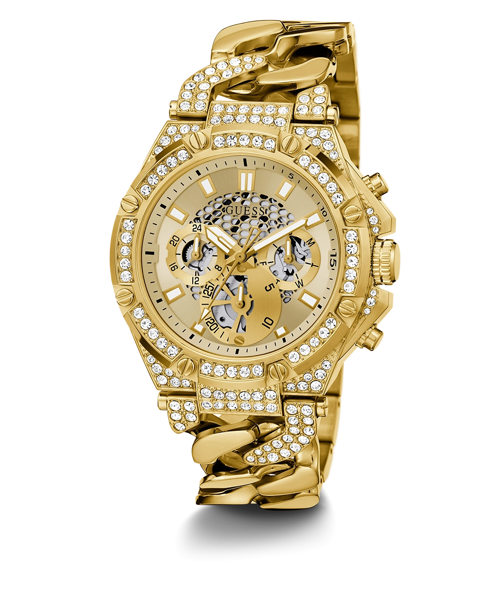 GUESS Mens Gold Tone Multi-function Watch