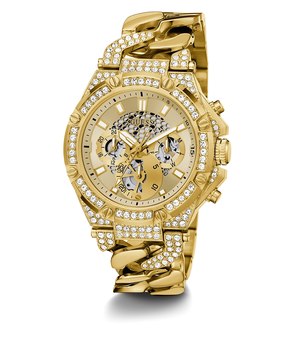 GUESS Mens Gold Tone Multi-function Watch