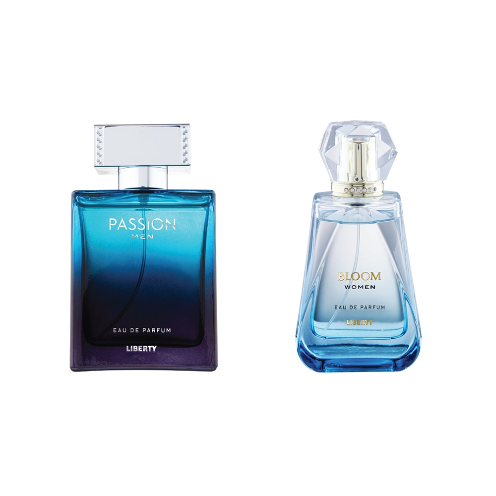 Liberty Luxury Gift Set - Passion for Men, Bloom for Women (100ml/3.4Oz each), Eau De Parfum (EDP), Crafted in France, Long Lasting Smell.