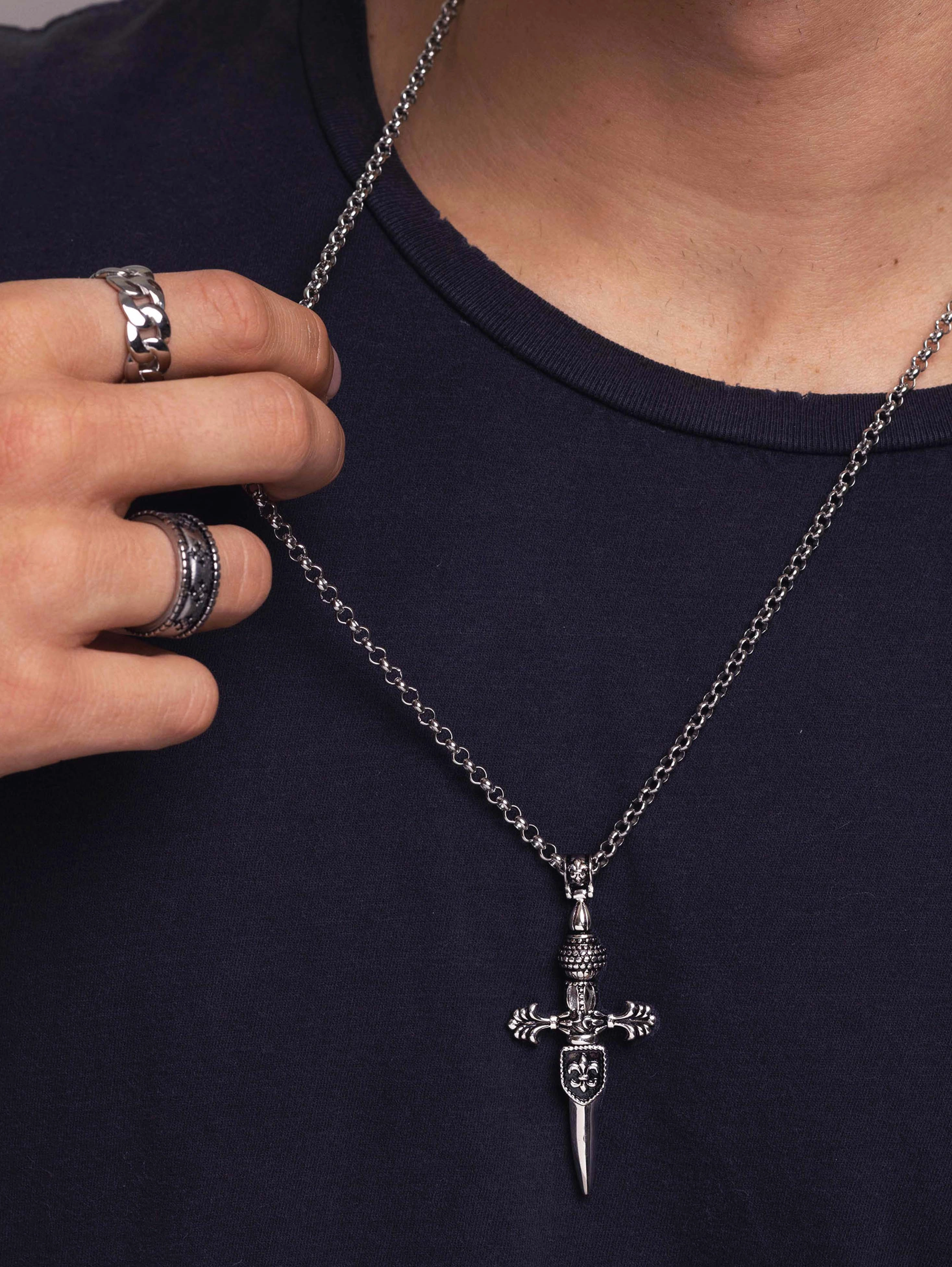 Men's Silver Large Sword Necklace