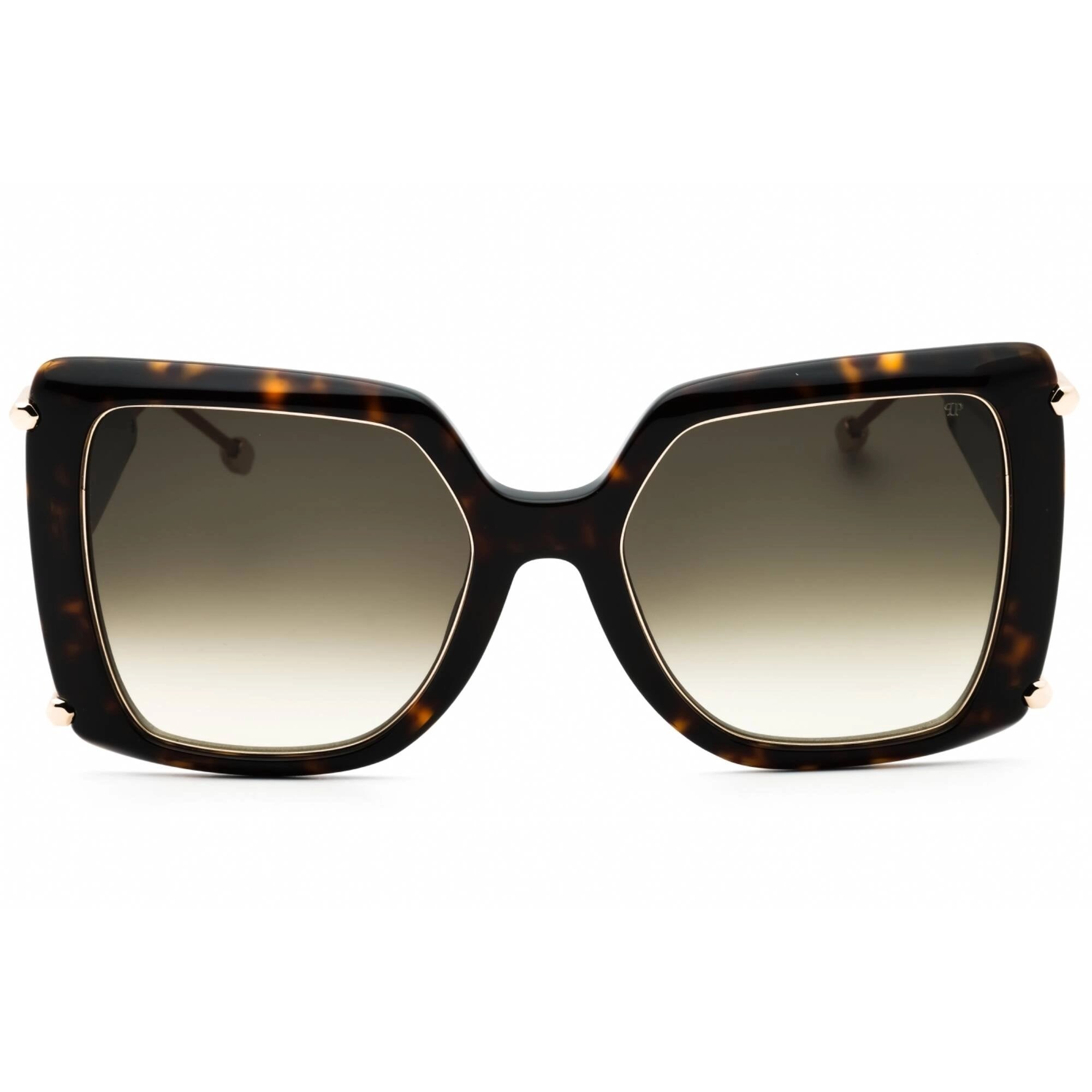 Philipp Plein Women's Sunglasses - Glossy Dark Havana Oversized Frame | SPP121S 0722