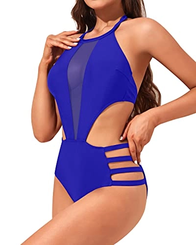 Slimming Attractive Flirty One Piece Monokini Swimwear-Royal Blue