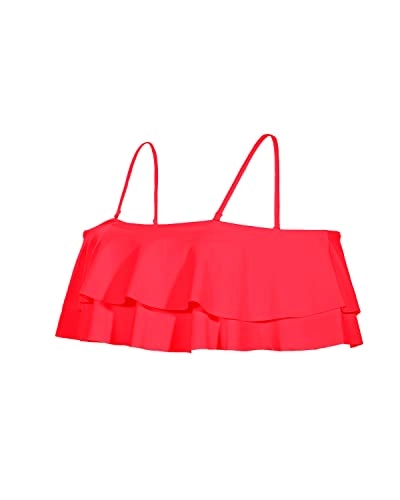 Stylish Spaghetti Shoulder Straps Off Shoulder Swim Top-Neon Red