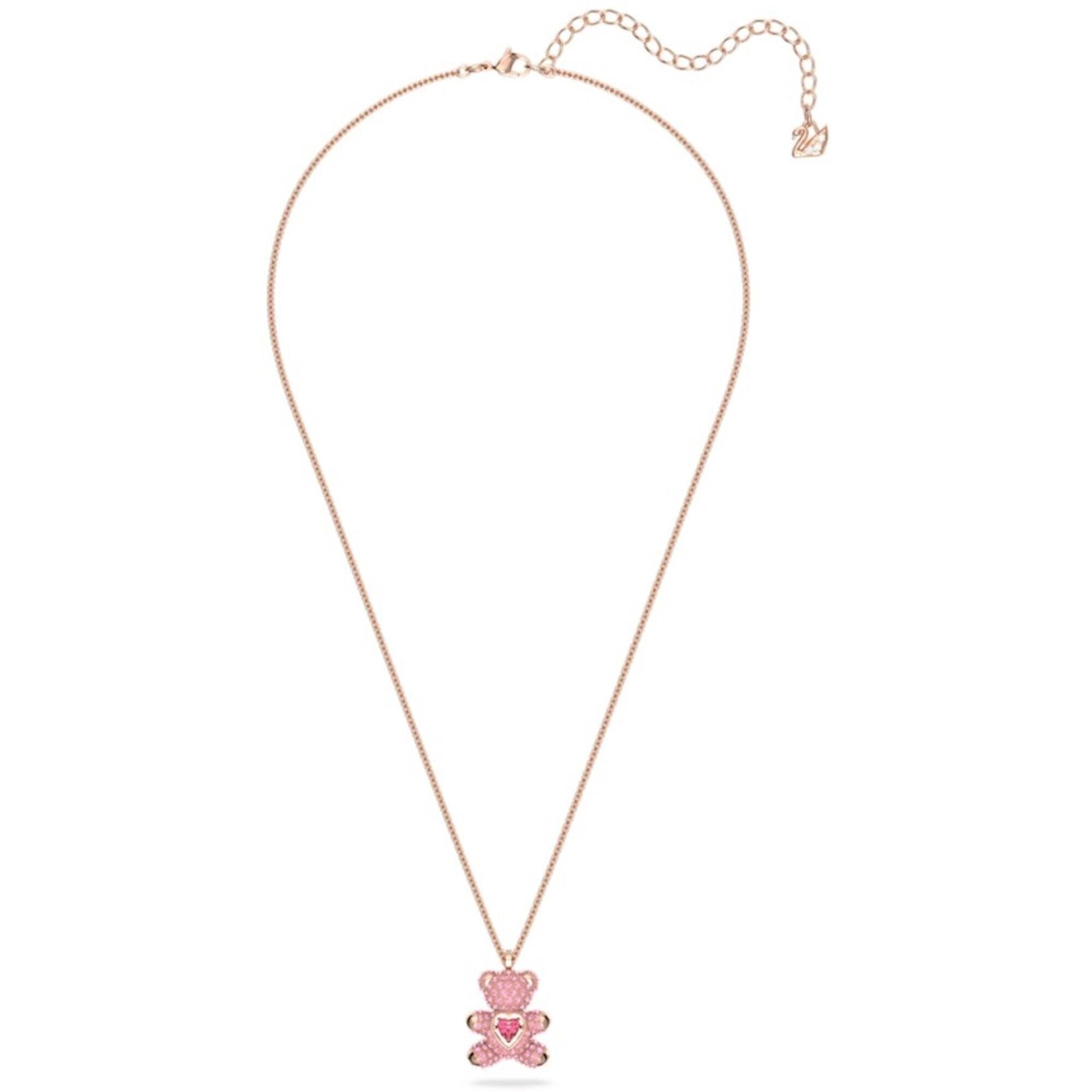 Swarovski Women's Pendant - Teddy Pink Crystal Rose Gold Lobster Clasp | 5642976