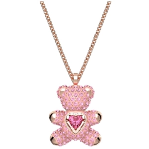 Swarovski Women's Pendant - Teddy Pink Crystal Rose Gold Lobster Clasp | 5642976