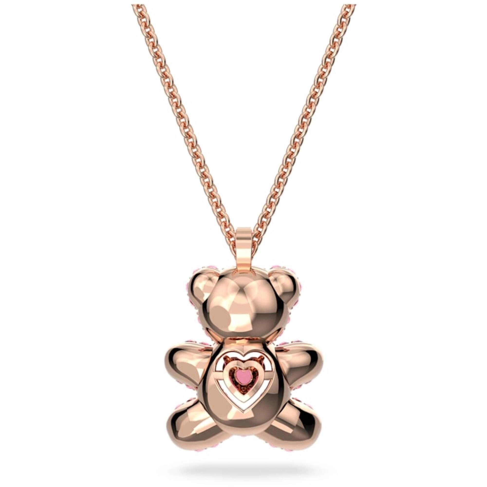 Swarovski Women's Pendant - Teddy Pink Crystal Rose Gold Lobster Clasp | 5642976