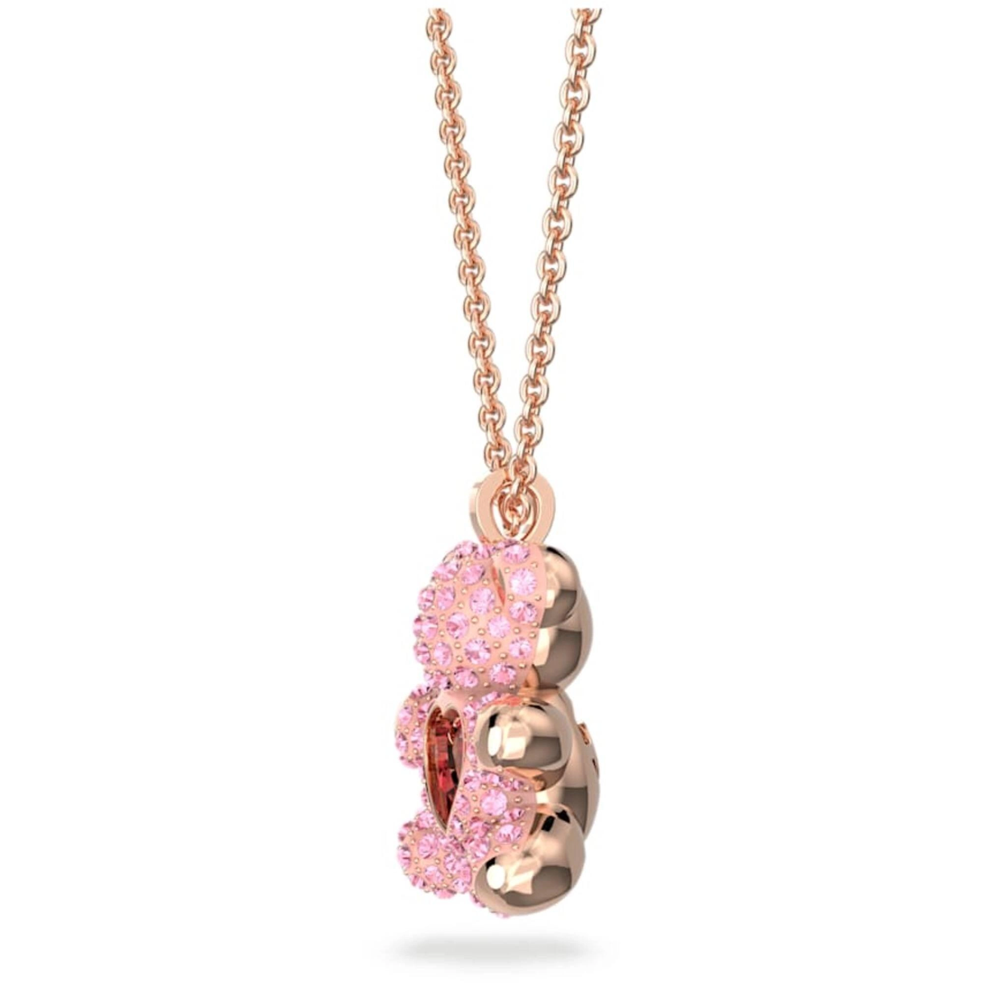 Swarovski Women's Pendant - Teddy Pink Crystal Rose Gold Lobster Clasp | 5642976
