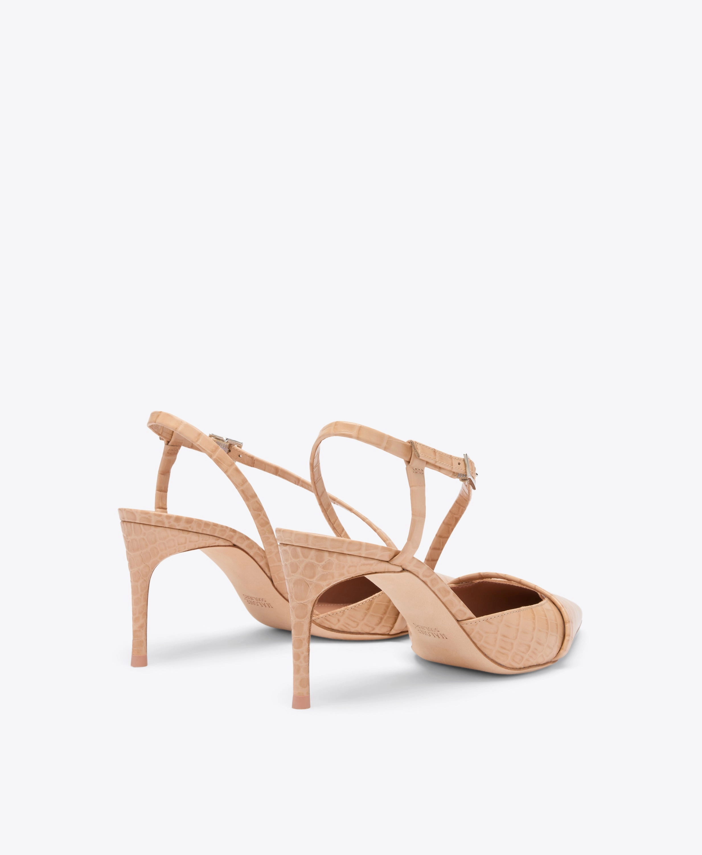 Valeria 70 Buff Embossed Leather Slingbacks
